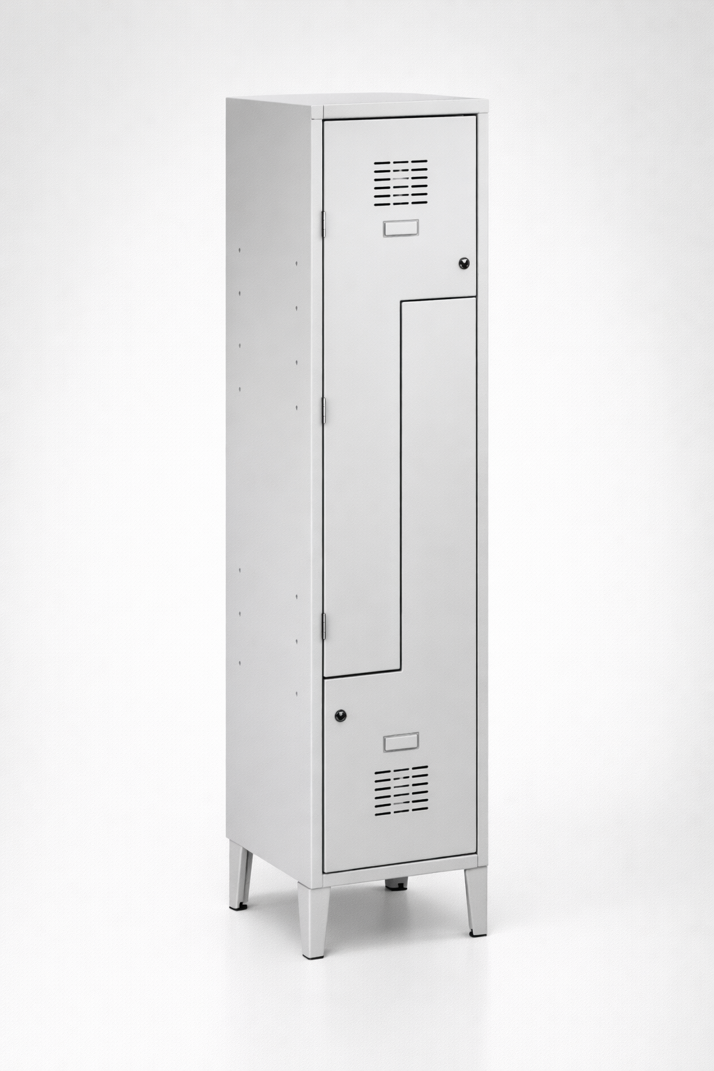 L-förmiger Mitarbeiterspind Sul 41 W lx – auf Füßen - die effiziente Nutzung der Umkleidefläche bei voller