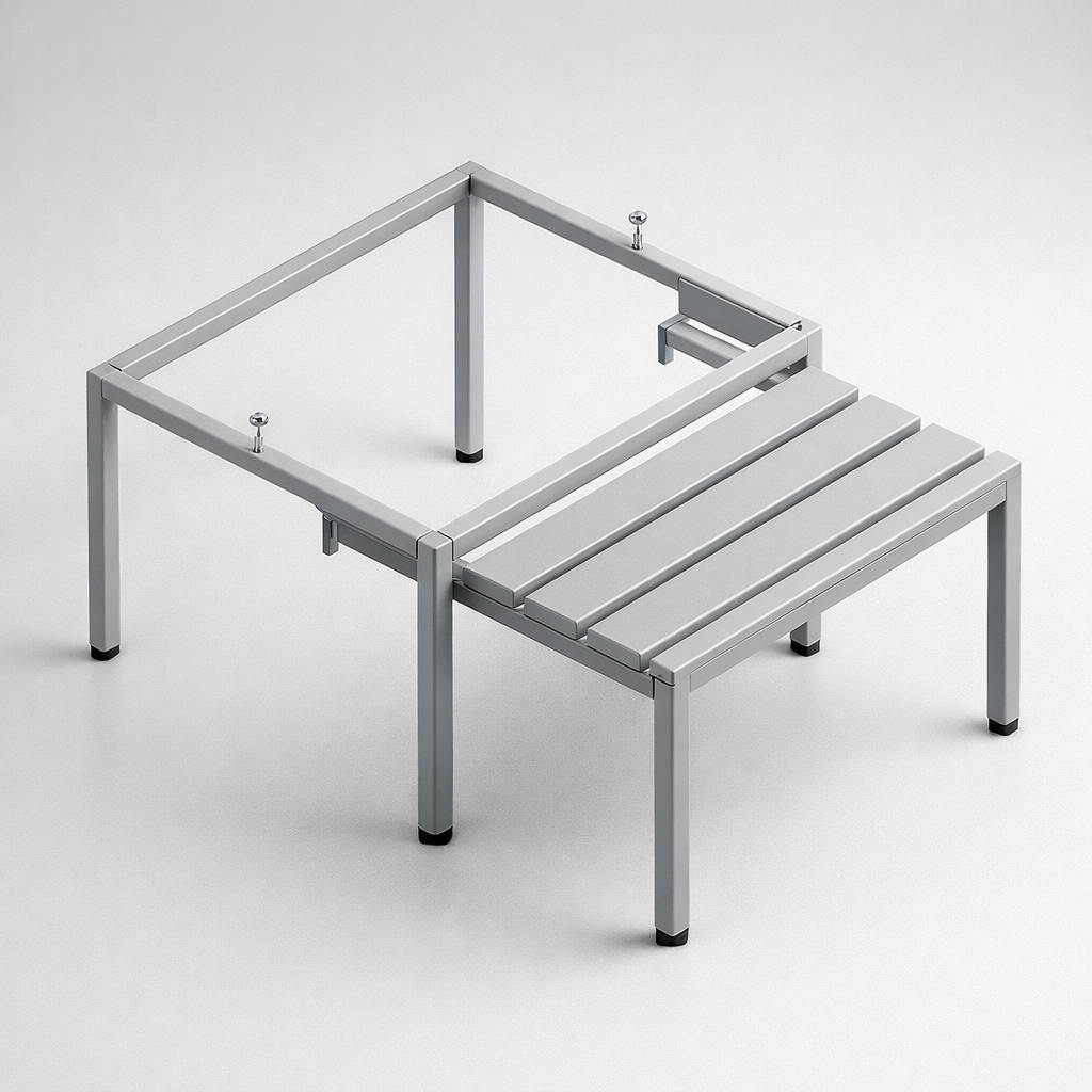 WSU / MSU Zubehör Pw 311 W – Podstawy z wysuwanym siedziskiem z PCV - die Erweiterung kompatibler Schrankreihen um Aufsätze